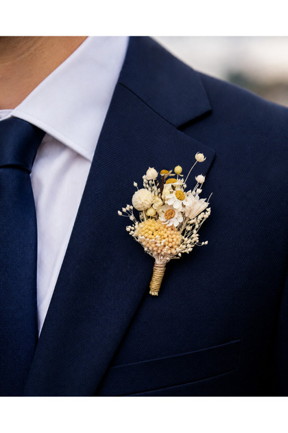 Papatya yaka çiçeği, damat yaka çiçeği, damat düğün aksesuarları, cep çiçeği