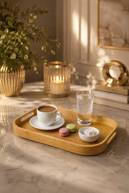 1Pcs Small Size Bamboo Square Tray Presentation Serving Tray 33*22cm