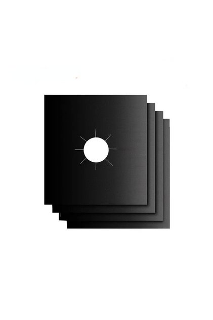 4pcs Black 4/6PiecesKitchen Non stickReusable Gas Stove Top Cover Heat Resistant Cuttable Easy To Cl