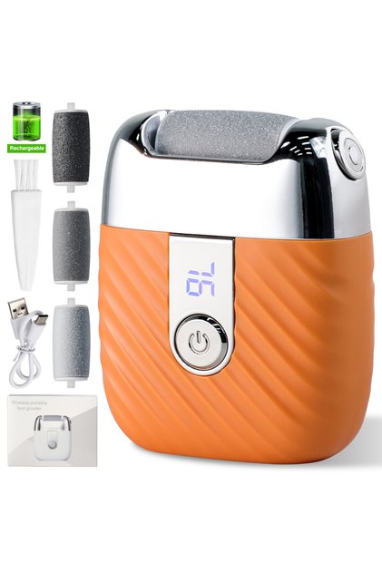 Orange Rechargeable Electric Foot Grinder Dead Skin Remover Calluses Feet Scrubber Electric Foot Fil