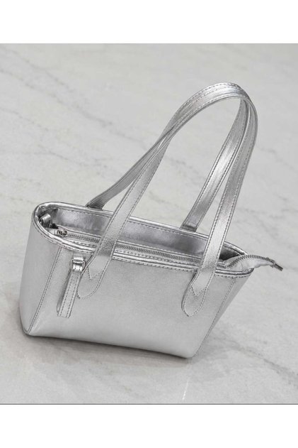 Women's Handbag and Shoulder Bag Silver Color