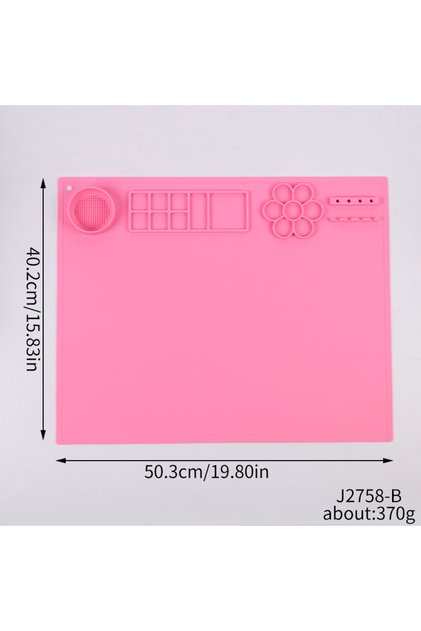 Pink Silicone Painting Mat Kids Art Crafts Pads with Cup and Paint Brush Holder Palette DIY Handmade