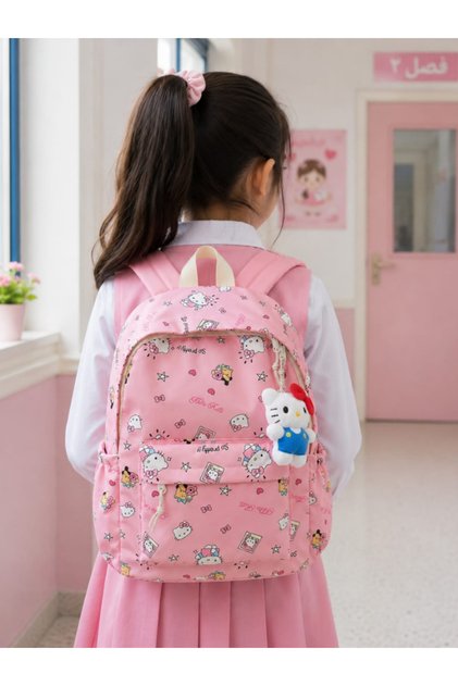 Hello Kitty Backpack, School Bag. With a Small Plush Doll
