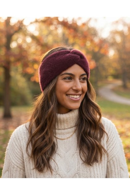 Women's Elvin Bandana Fo 1133 Burgundy - Versatile Use, Stylish and Soft Textured Women's Hair Bandana