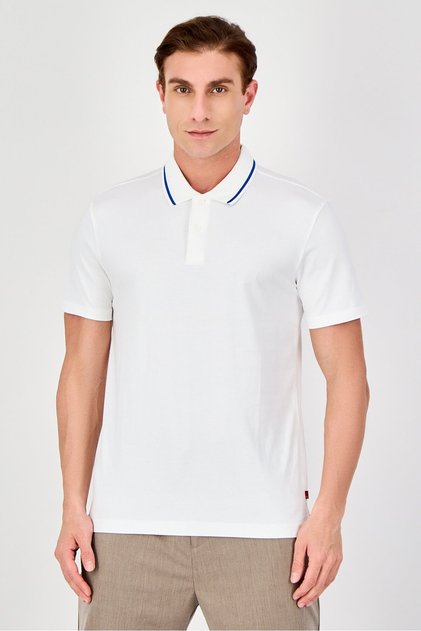 Men Regular Fit Plain Short Sleeve Polo Shirt, White