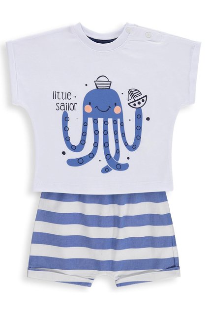 Octopus Printed 6-18 Month Set - White