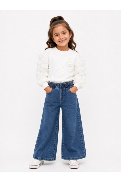 Girl's Denim Pants and Top Two-Piece Set