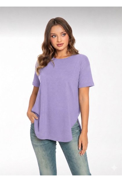 Kadın Siyah Yırtmaçlı T-shirt