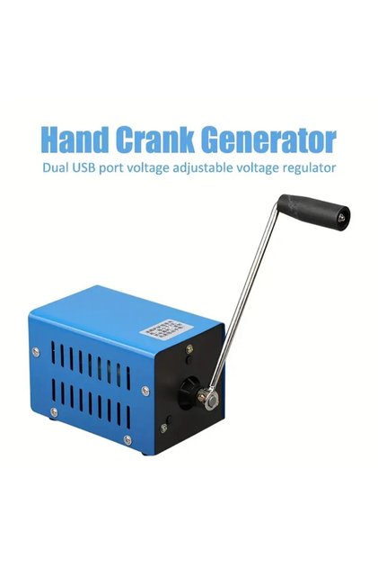 Generator manual USB cu manivelă 20W pentru urgențe, camping și blackout, ieșiri 3V-15V, carcasă metalică