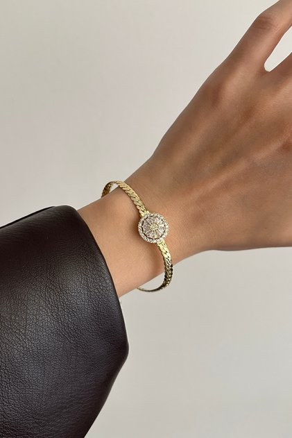 Steel Round Stone Bracelet