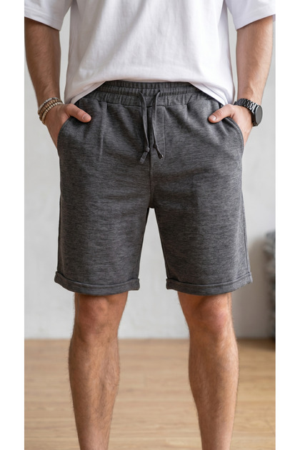 Men's Smoked Pique Fabric Double Leg Pocket Shorts Bermuda