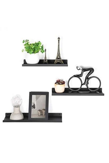 Set de 3 rafturi, Songmics, Negru, 40x11x2.5 cm