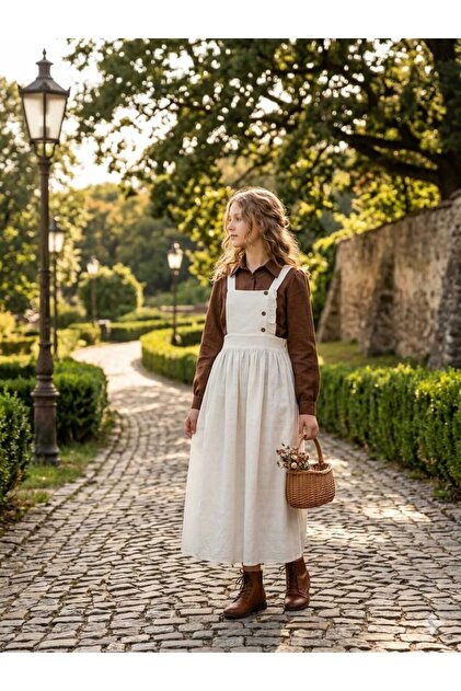 ASALEA Kız Çocuk Askılı Uzun Elbise – Jile Model, Retro ve Şık