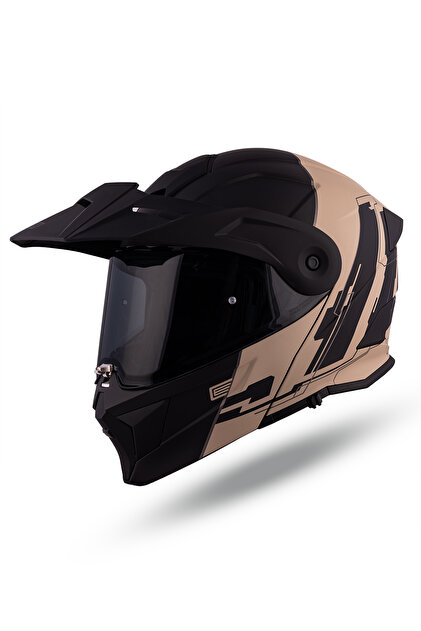 Origine Adventure Cyborg Mat Kum - Siyah Çene Açılır Cross Kask