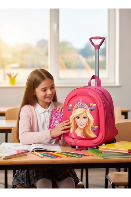 Girls' Kindergarten Children's 3D Eva Color Printed Backpack and School Bag with Squeegee Wheel