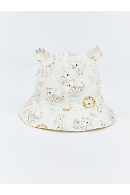 Ecru Ear Detailed Baby Boy Bucket Hat