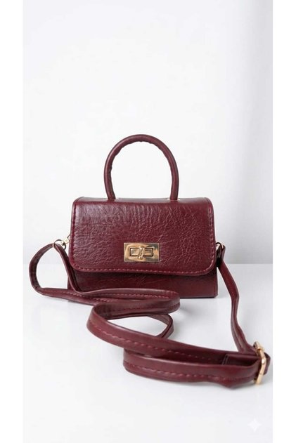 Burgundy Lockable Mini Women's Handbag