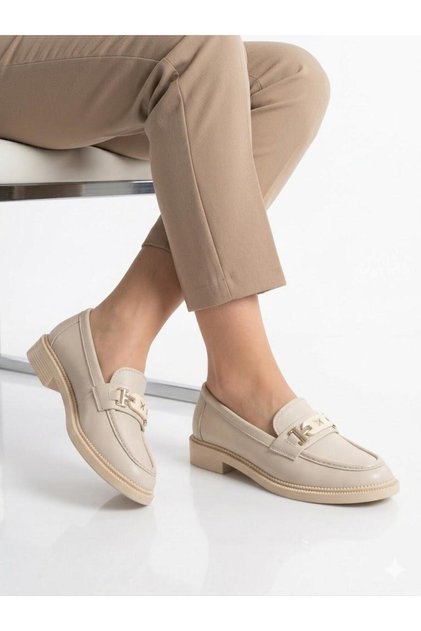 Women's Cream Daily Stylish Loafer Shoes