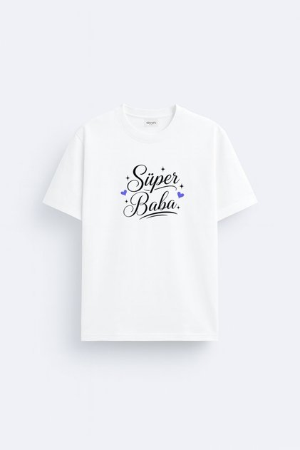 Super Dad Father's Day Printed Cotton Fabric White T-Shirt T-Shirt