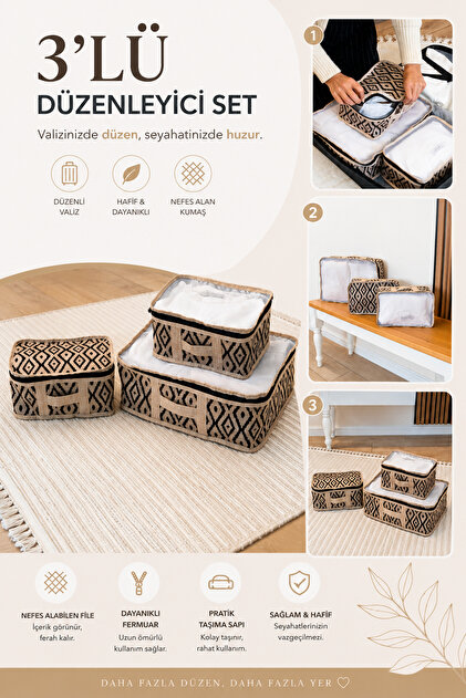 Meleni Home 4'lü Seyahat Organizer Set - Ayakkabı Hurcu Bavul
