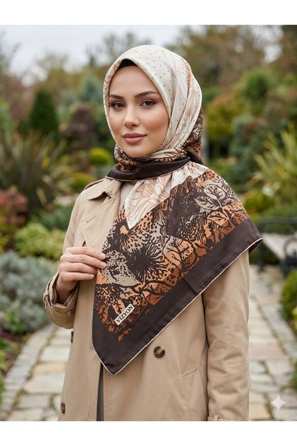 Trend Desenli Büyük Boy Tesettür Eşarp - 100x100 cm Çok Amaçlı Fular