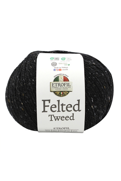 Felted Tweed Knitting Yarn Charcoal Glow 50% Organic Merino Wool 25% Baby Alpaca Wool 25% Viscose 100g 350m (79182)