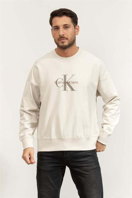 Jeans Bisiklet Yaka Krem Erkek Sweatshırt LV04RD234G67U LS PREMIUM TERRY MONO