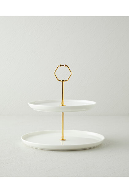 Verona Porcelain Layered Serving Plate 21+26 cm White