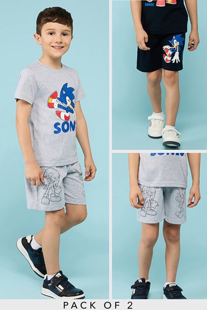 2 Pack Sonic Print Shorts with Drawstring Waist