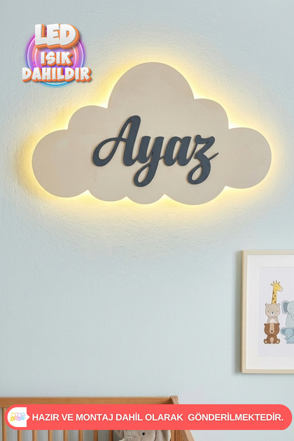 Kişiye Özel Dekoratif Ahşap Bulut Gece Lambası Ledli Aydınlatma