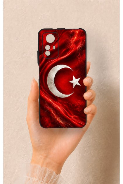 Redmi Note 12S Compatible Turkish Flag Patterned Silicone Case