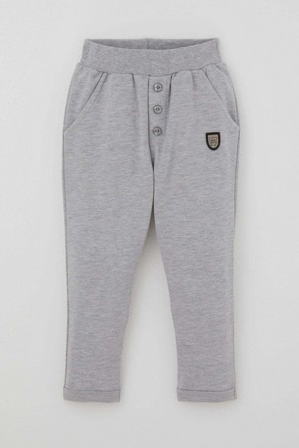Baby Boy Sweatpants Embroidered Basic 9 Months-3 Years, Light Gray Melange