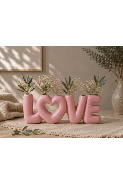 Dekoratif LOVE Tasarımlı Vazo – 3D Baskı Üretim – 20x8x3 cm