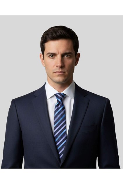 Blue Lilac Striped Navy Blue Silk Tie – 7.5 cm Wide