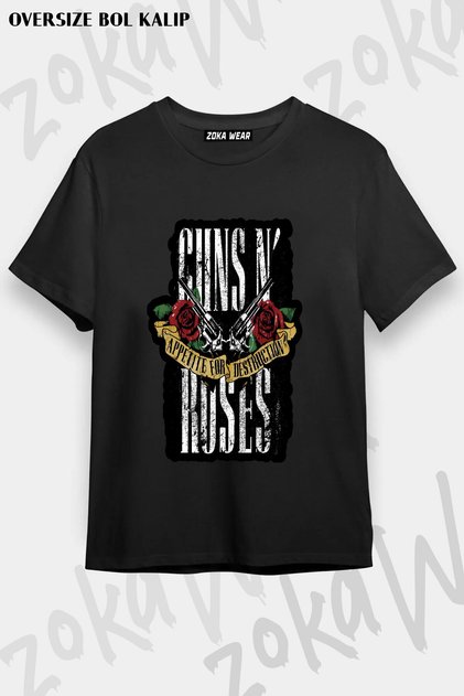 Unisex Loose Fit Guns N Roses V42 Printed T-Shirt
