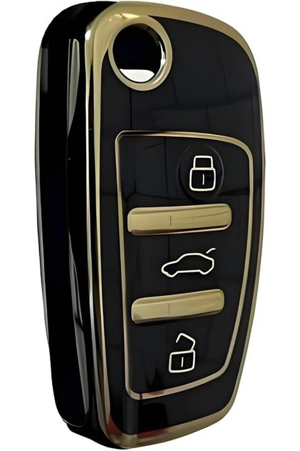 Luxury Black/Gold Key Case Cover for Audi A1 A3 8P 8L A4 A5 B6 B7 B8 A6 A7 C5 C6 4F Q3 Q5 Q7 8V with Key