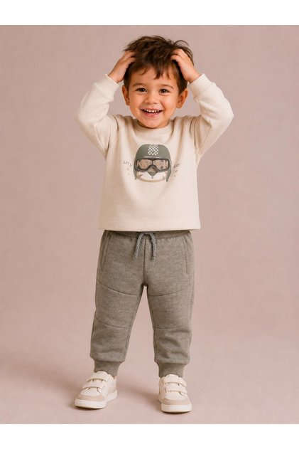 Boys Graphic Sweatshirt with & Jogger Set