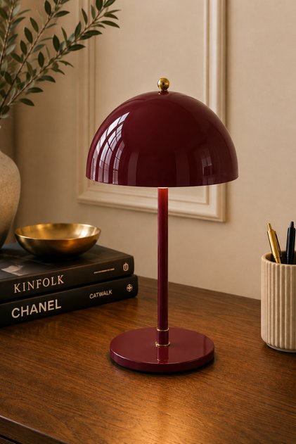 Viyana Model Büyük Boy Abajur 25 cm Metal Gövdeli Yatak Odası Salon Mutfak Masa Lambası