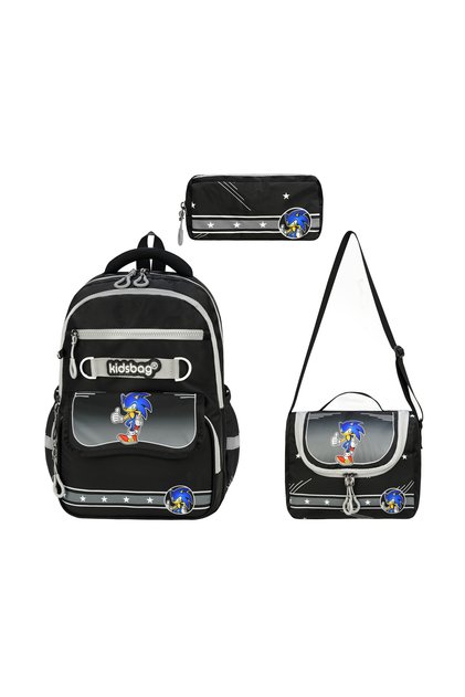 Sonic the Hedgehog Printed Set of 3 Primary School Bags, Thermal Lunch Bag and Pencil Case Set