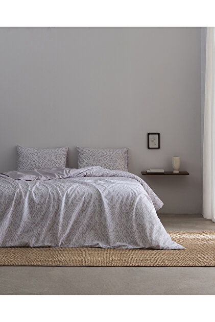 Raymonde Double Cotton Printed Sheet and Duvet Cover Set - Beige