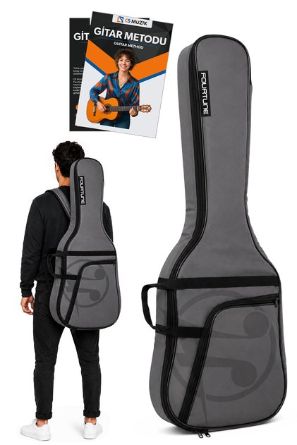Atlas Gri Elektro Gitar Çantası Gigbag Kalın (Soft Case)