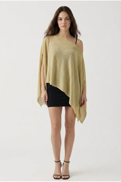 Versatile Glittery Convertible Knitwear Shawl Blouse