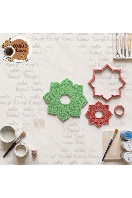 Mandala Decoration # 5 Ceramic Mold Stamp Frame 12cm | Compatible with Clay, Mud, and Porcelain Dough