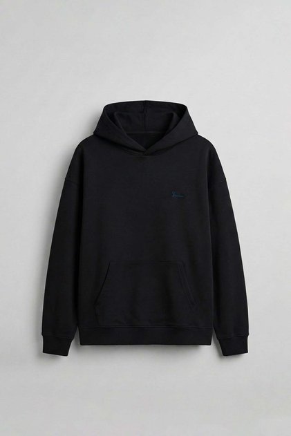 Men's Oversize Premium Fabric Hoodie with Back Patch in Black