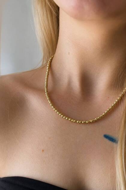 Altın Kaplama Dorika Boncuk Model Gold Kolye