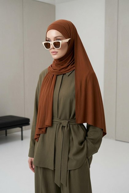 Practical Combed Cotton Shawl with Headphone and Glasses Entrance, Ps-94, Tile