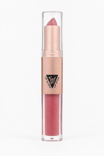 2-in-1 Cream Lipstick and Lip Gloss, 03 Powder Pink Nude Double-Sided Lip Gloss, Natural Nude Pink Glossy Finish Lipstick