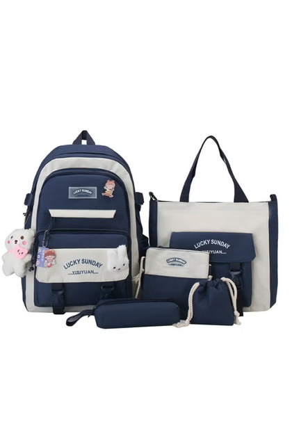 Kawaii Backpack 5Pcs Set for Student School Bags for Teen Girls Back to School Supplies