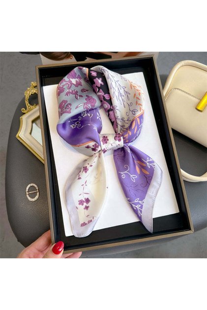 One Size JNC308-02 Luxury Print Spring Neck Tie Shawl 2025 Silk Square Scarf Women Wraps Female 70cm