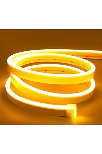Neon Şerit Led 12V Volt Esnek Silikonlu Aydınlatma + Fiş Dahil Tak Çalıştır (1 MT-AMBER)
